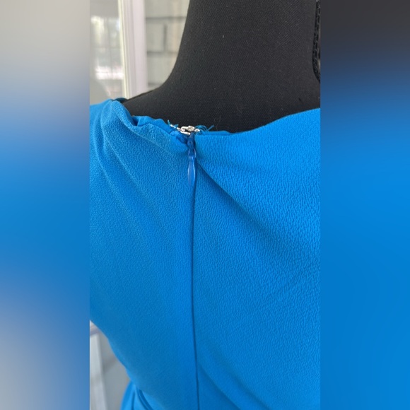 Lauren Ralph Lauren Midi Dress Women 8 Blue Crepe Belt Flutter Sleeve - Picture 4 of 13